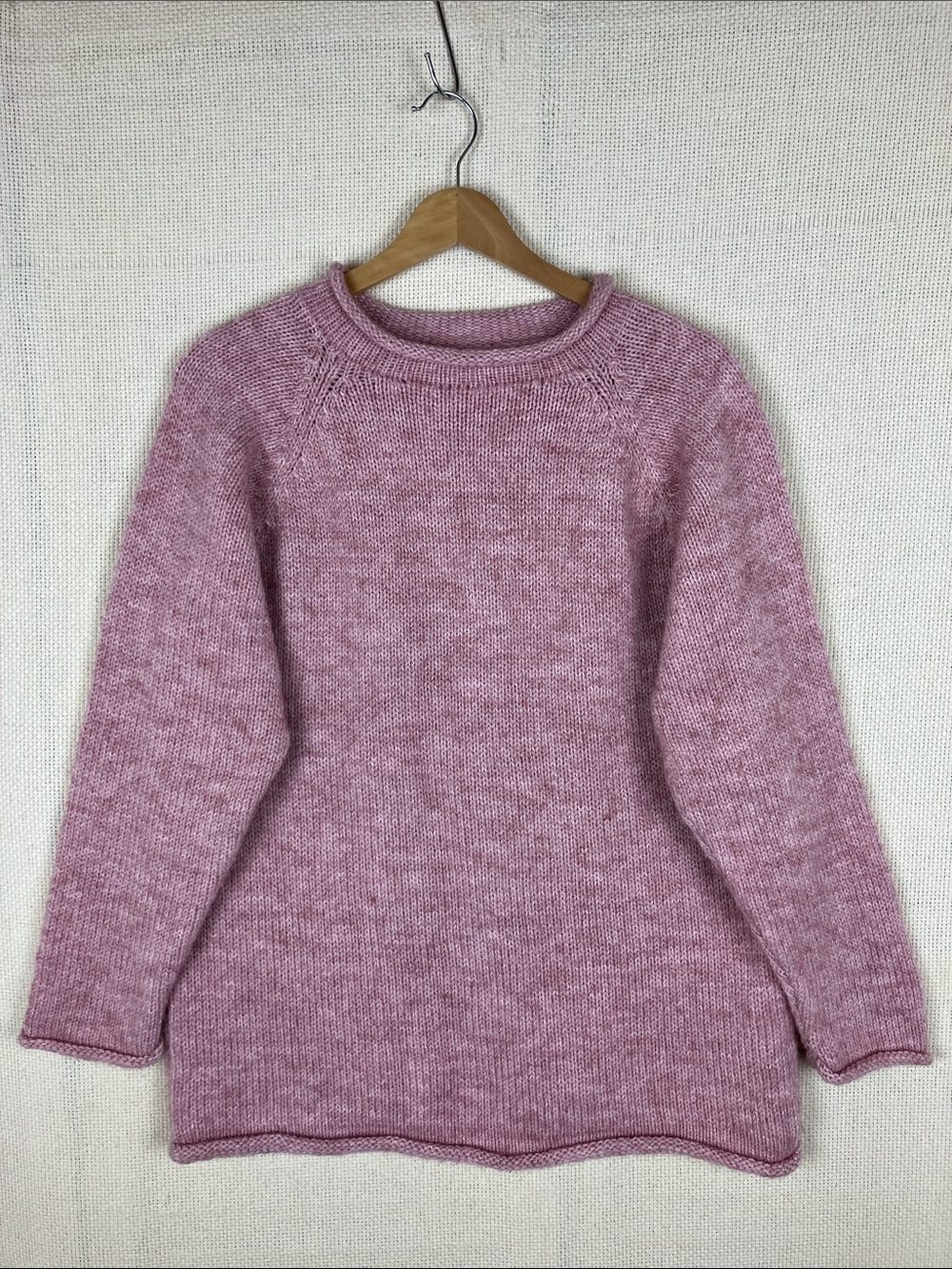 American South Side Alpaca Wool Roll Neck Sweater Rose Pink One Size